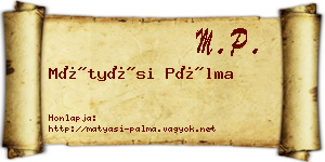 Mátyási Pálma névjegykártya